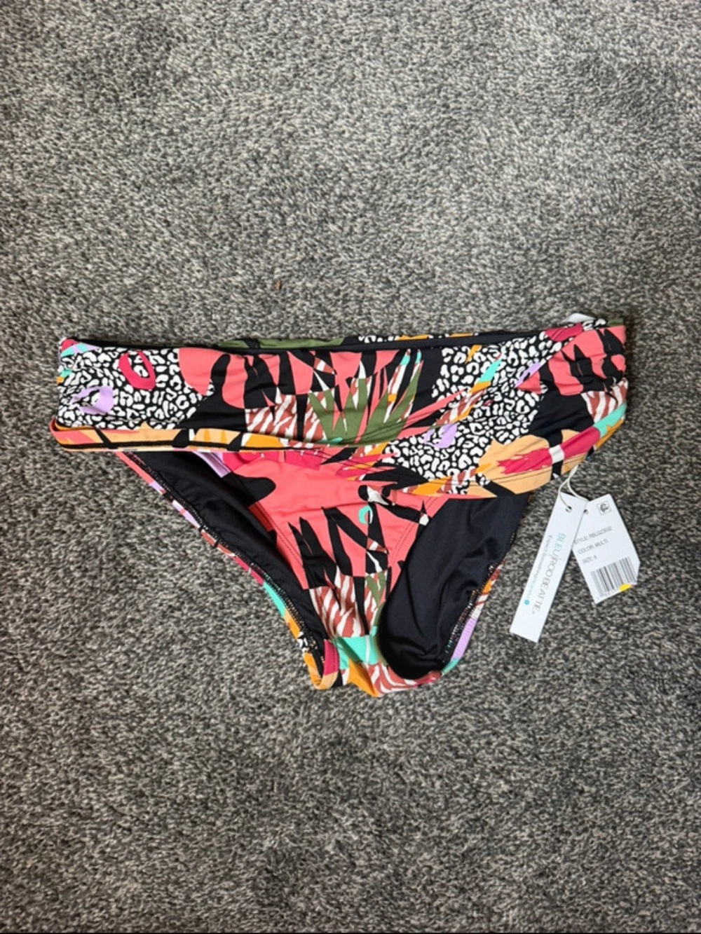 Bleu Rod Beattie Women’s Fold-Over Bikini Bottom in Coral Tropical Print